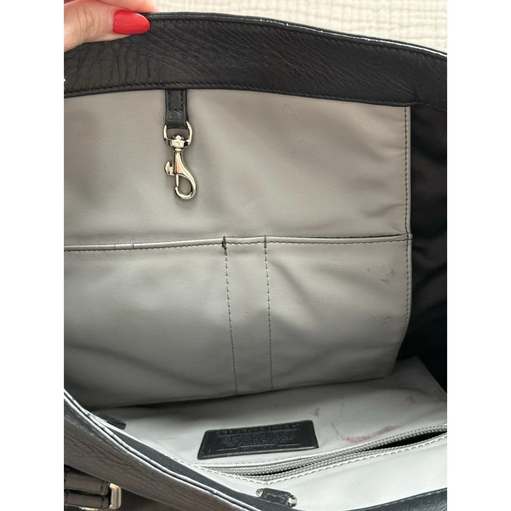 Coach Charlie Tote Bag Large Black Leather Shoulder‎ Handbag Purse